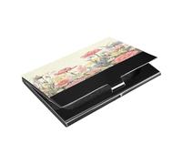 Kutsu Porte-cartes de visite rétro en cuir et acier inoxydable - Motif floral - Pour homme et femme, Comme indiqué sur la photo