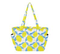 Kutsu Sac fourre-tout matelassé pour femme, motif citrons avec porte-gobelet, grand sac à main pour infirmière, salle de sport, voyage, travail