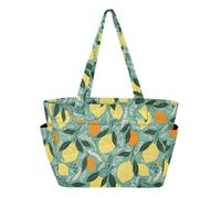 Kutsu Sac fourre-tout matelassé pour femme, motif citrons avec porte-gobelet, grand sac à main pour infirmière, salle de sport, voyage, travail