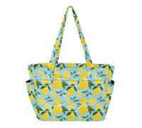 Kutsu Sac fourre-tout matelassé pour femme, motif citrons avec porte-gobelet, grand sac à main pour infirmière, salle de sport, voyage, travail