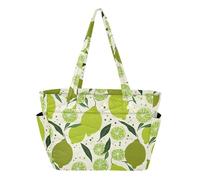 Kutsu Sac fourre-tout matelassé pour femme, motif citrons avec porte-gobelet, grand sac à main pour infirmière, salle de sport, voyage, travail