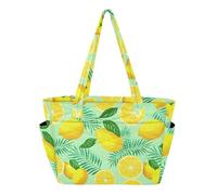 Kutsu Sac fourre-tout matelassé pour femme, motif citrons avec porte-gobelet, grand sac à main pour infirmière, salle de sport, voyage, travail