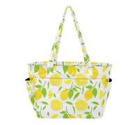 Kutsu Sac fourre-tout matelassé pour femme, motif citrons jaunes avec porte-gobelet, grand sac à main pour infirmière, salle de sport, voyage, travail