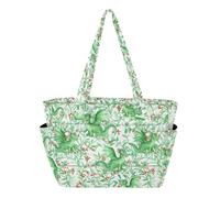 Kutsu Sac fourre-tout matelassé pour femme, motif dragons verts avec porte-gobelet, grand sac à main pour infirmière, salle de sport, voyage, travail