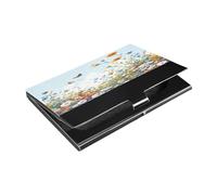 Kutsu Wildflowers - Porte-cartes de visite en cuir et acier inoxydable - Portefeuille fin en métal pour cartes de crédit et d'identité - Pour homme et femme, Comme indiqué sur la photo