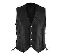Kutte Biker Gilet en cuir pour homme Gilet de moto Steampunk Vintage Leatherick Veste sans manches Homme Haut avec poche Loisirs Automne Hiver Gilet pour homme, Noir 01, M