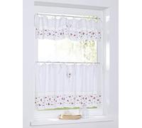 Kutti Rideau Brise bise nouettes Voilage Lavie Coton Blanc Roses cœur Dentelle brodée Largeur 120 cm x Hauteur 25 cm