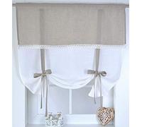 Kutti Store Voilage Venezia 100% Pur Lin Passe Tringle Blanc Naturelle Ruban bordé Hauteur réglable L 100 x H 100 cm