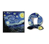 KUTXA Van Gogh Écharpe carrée en soie Motif peinture à l'huile 53,3 x 53,3 cm, Nuit étoilée., 21in*21in