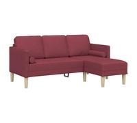 KUTYWEXFM Canapé d'angle modulable 3 places en forme de L Bordeaux | Canapé d'angle modulaire flexible avec housse en tissu respirant et cadre solide pour petits et grands salons.