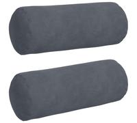 KUTYWEXFM Lot de 2 coussins traversins en velours côtelé Gris foncé Ø 15 x | Traversin doux avec housse amovible en velours côtelé pour un confort agréable dans la chambre ou le salon. Lot de 2.