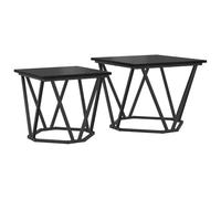 KUTYWEXFM Lot de 2 tables d'appoint en chêne noir 50 x 50 x 40 cm | Table basse polyvalente Duo avec surface en bois robuste et structure en acier pour salon et chambre à coucher.