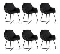 KUTYWEXFM Lot de 6 chaises de salle à manger rembourrées en velours noir | Fauteuil en velours robuste avec pieds en métal et ergonomie pour salon, salle à manger, coiffeuse et cuisine moderne.