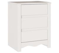 KUTYWEXFM Table basse blanche 45 x 35 x 56 cm en bois massif avec 3 tiroirs | Table de chevet compacte en pin avec 3 tiroirs spacieux pour mettre de l'ordre dans la chambre et le salon.
