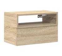 KUTYWEXFM Table de chevet murale en chêne Sonoma 45 x 26 x 28,5 cm Armoire | Commode murale peu encombrante pour chambre à coucher avec tiroir et étagère pour une prise en main ordonnée au lit.
