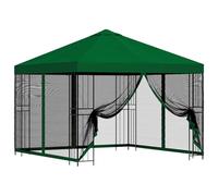 KUTYWEXFM Tonnelle de jardin 3 x 3 m avec 4 parois latérales Vert | Toit de terrasse robuste avec ventilation à deux niveaux, parois en maille et cadre en acier robuste pour des heures de