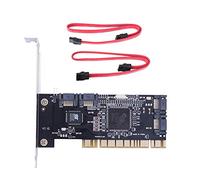 Kuuddker Carte D'Extension Interne de Contrôleur Raid Sata 4 Ports Pci avec Deux Câbles Sata, pour Pc de Bureau, Prise en Charge du Disque Dur Sata