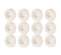 Kuuddker Ensemble de 12 Ronds de Serviette, DéCoration de Table de Boucle de Serviette de Mariage en Perles Blanches