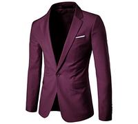 KUUFUUT Blazer Homme Décontracté À Un Bouton Coupe Classique Revers Cranté Poches Idéal pour Les Affaires, Les Mariages et Le Bureau. Violet Taille XXL.