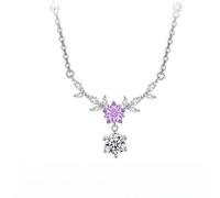 KUUFUUT Collier Pendentif Fleur pour Femme Argent Sterling 925. Pendentif Douze Divinités Florales. Zircon Incrusté. Bijou pour Femme et Fille. Idée Cadeau D'Anniversaire. Pivoine D'Avril.