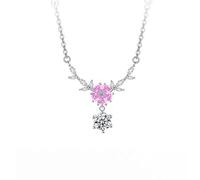 KUUFUUT Collier Pendentif Fleur pour Femme Argent Sterling 925. Pendentif Douze Divinités Florales. Zircon Incrusté. Bijou pour Femme et Fille. Idée Cadeau D'Anniversaire. Fleurs De Pêcher En Mars.