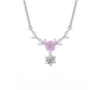 KUUFUUT Collier Pendentif Fleur pour Femme Argent Sterling 925. Pendentif Douze Divinités Florales. Zircon Incrusté. Bijou pour Femme et Fille. Idée Cadeau D'Anniversaire. Rose Trémière De Juillet.