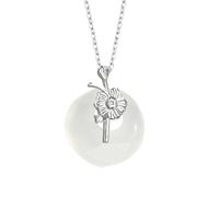 KUUFUUT Collier Pendentif pour Femme Argent Sterling 925 Pendentif Gardien Des Douze Divinités Florales avec Calcédoine Blanche Bijou pour Femme et Fille Cadeau De Juillet Rose Trémière