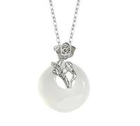 KUUFUUT Collier Pendentif pour Femme Argent Sterling 925 Pendentif Gardien Des Douze Divinités Florales avec Calcédoine Blanche Bijou pour Femme et Fille Cadeau Camélia De Novembre
