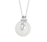 KUUFUUT Collier Pendentif pour Femme Argent Sterling 925 Pendentif Gardien Des Douze Divinités Florales avec Calcédoine Blanche Bijou pour Femme Ou Fille Cadeau De Juin Lotus