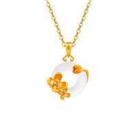 KUUFUUT Colliers De Fleurs En Émail pour Femmes Bijoux Classiques En Argent Sterling 925 Pendentif Représentant Douze Divinités Florales avec Calcédoine Blanche Cadeau pour Mère Sœur Épouse Osmanthus