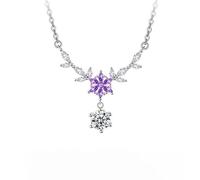 KUUFUUT Colliers En Argent pour Femmes Collier En Argent Sterling S925 avec Zircon Cubique et Pendentif Fleur En Topaze Brillante Bijou De Mariage Cadeau pour Les Mariées Septembre Lagerstroemia