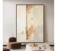 KUUFUUT Peinture À L'Huile Abstraite Wabi Sabi Peinte À La Main Style Vintage Effet Plâtre Écaillé Minimaliste Art Contemporain Toile Texturée Décoration Murale pour Salon Ou Chambre 120 X 180 Cm (47