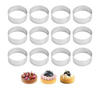 Kuugeo Cercle Tartelette, 12 pièces Cercle Perforé Patisserie, Cercle A Tartelette, Cercle A Tarte Perforé, Cercle A Tarte, pour Gâteaux, Mousse, pour Mini Pizzas, Acier Inoxydable (6 × 6 × 2 cm)