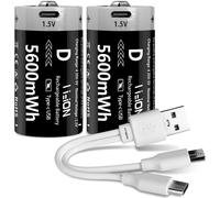 Kuugro USB D taille batterie Rechargeable 1.5V 5600mW LR20 Lithium-ion D-Cell batterie pour cuisinière à gaz chauffe-eau lampe de poche Radio D Cell 5600mWh 12PC