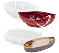KuuGuu Lot de 2 moules ovales en résine en forme de bateau pirate - Moule de rangement en forme de bateau pour bougies, bijoux, bonbons, plantes grasses, bougies, décoration d'intérieur