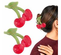 KuuGuu Lot de 2 pinces à cheveux en forme de cerise, jolies pinces à cheveux en forme de cerise, élégantes barrettes à fruits, petites pinces antidérapantes et solides, accessoires de cheveux élégants