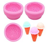 KuuGuu Lot de 3 moules en silicone en forme de boule de glace 3D - Moule à biscuit - Moule à pâtisserie pour chocolat, pudding, mousse, fondant, décoration de gâteau, argile, savon, bougie