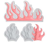 KuuGuu Lot de 3 moules en silicone en forme de flamme pour décoration de gâteaux en pâte à sucre, bordure de gâteau, décoration de cupcakes, chocolat, bonbons, bijoux, argile polymère, projets