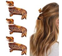 KuuGuu Lot de 3 pinces à cheveux en acétate pour chien - Antidérapantes - Tendance - Accessoire pour les amoureux des chiots - Pour femmes et filles - Cheveux raides ou bouclés