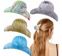 KuuGuu Lot de 4 grandes pinces à cheveux en coquillage de 11,9 cm - Jolies barrettes à cheveux - Accessoires de cheveux élégants pour femmes et filles - Pour fêtes d'anniversaire, sirène, plage