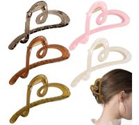 KuuGuu Lot de 5 pinces à cheveux élégantes en forme de cœur pour cheveux fins, épais et bouclés, tendance, antidérapantes, pour femmes et filles, accessoires de coiffure