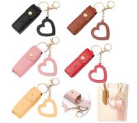 KuuGuu Lot de 5 porte-rouges à lèvres en cuir synthétique avec miroir doux pour baume à lèvres - Pochette de rangement de voyage pour baume à lèvres - Mini sac de baume à lèvres pour parfum et vernis