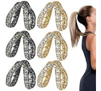 KuuGuu Lot de 6 petites pinces à cheveux en métal brillant avec strass pour queue de cheval haute - Pinces à cheveux tendance antidérapantes pour queue de cheval - Accessoires pour cheveux longs et