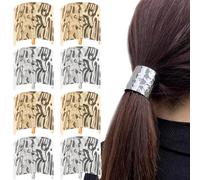 KuuGuu Lot de 8 pinces à cheveux en métal pour queue de cheval - Élastiques à cheveux tendance et antidérapants pour femmes et filles (doré, argenté)