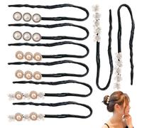 KuuGuu Lot de 8 pinces à cheveux tressées avec perles pour chignon français - Accessoires de cheveux tendance pour cheveux longs et boucles paresseuses pour femmes et filles (4 styles)
