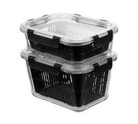 KUUKA Boîtes Alimentaires en Verre borosilicate avec panier et couvercle silicone - set 2x 1050 ml + 1800 ml, conservation hermétiques pour frigo, four micro-ondes, congélateur, idéal meal prep