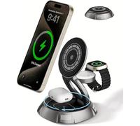 Kuulaa Mag-Safe Station de charge sans fil 3 en 1 pour iPhone 15 14 13 12 Pro et Apple Watch 9 8 7 6 SE 5 4 3 2 Air Pods Pro Gris