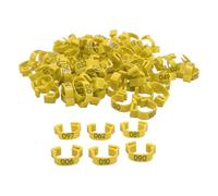 Kuuleyn 100pcs 20mm Bandes de Cuisse de Poulet, 001 à 100 numérotées coloré Poulet Oiseaux volaille Identification Jambes Bandes pour Poussins Canards Pigeons oie caille Jaune (Jaune)