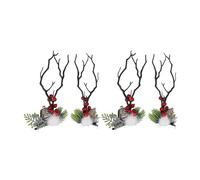 Kuuleyn 2 paires de bandeaux de Noël, bandeau à pince en bois de renne, épingles à cheveux de renne, pinces à cheveux en bois de Noël de style féerique, épingles de festival