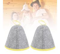 Kuuleyn 2Pcs Sauna Hats Absorbent Heat Insulation Portable Bath Sauna Headwear Unisex Comfortable Lightweight Bathing Cap for Men Women (Gray Yellow)